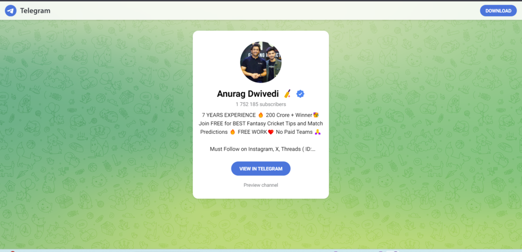 Anurag's telegram account